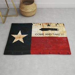 Texas and Gonzales Battle Flag Combo on rusted riveted metal door Rug | Cannonflag, Gonzalesflag, Molonlabe, Pro2Aart, Flagwithcannon, Comeandtakeit, Texasflag, Battleofgonzales, Painting 