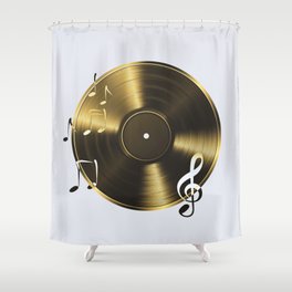 Gold LP Vinyl Record Shower Curtain