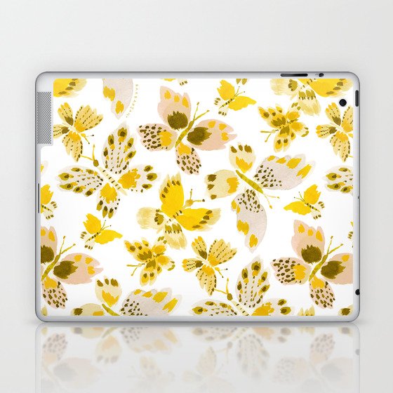 CLUTTERFLIES Yellow Butterfly Print Laptop & iPad Skin