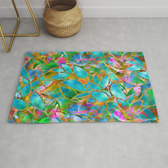 Floral Abstract Stained Glass G265 Rug