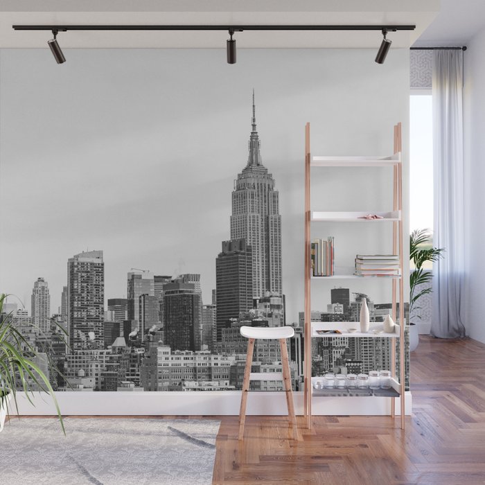 The New York Cityscape City Black And White Wall Mural By Nocolordesigns Society6 - Black And White Nyc Wall Mural