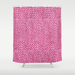 Hand Knit Hot Pink Shower Curtain