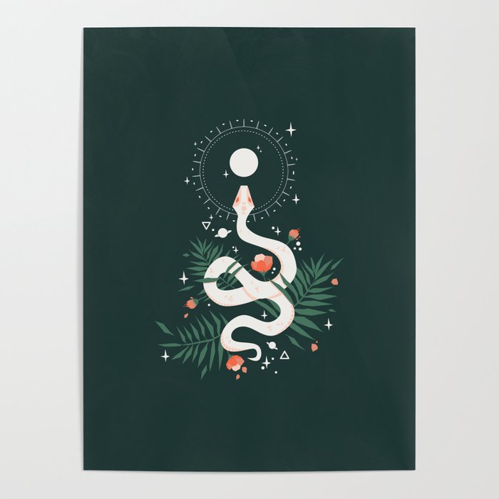 Ascending Moon Snake Goddess Poster
