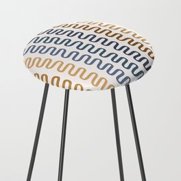 Abstract Shapes 241 in blue tan earthy (Snake Pattern Abstraction) Counter Stool
