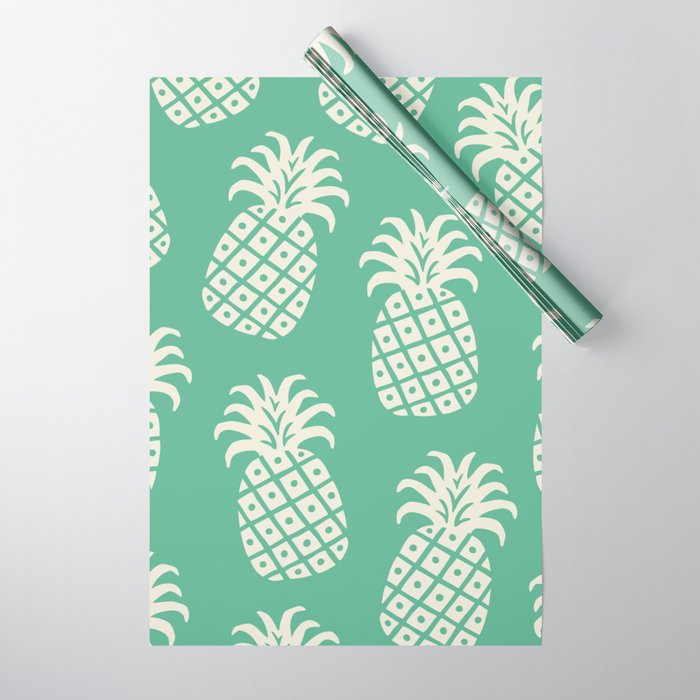 Pineapple Twist 335 Green and Beige Wrapping Paper