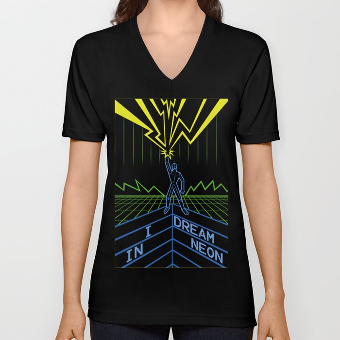 I Dream in Neon V Neck T Shirt