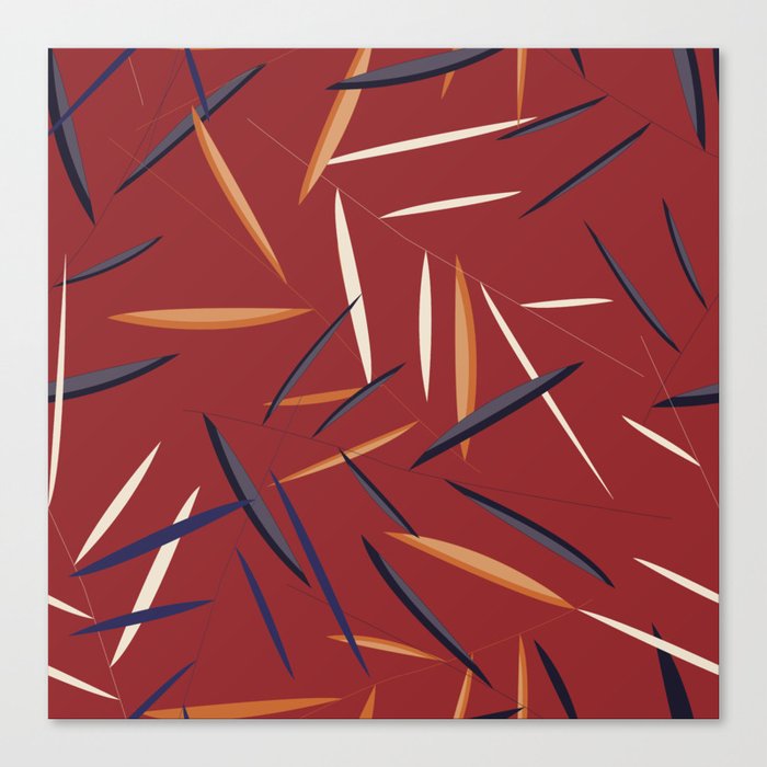 Leaves in a red background Canvas Print