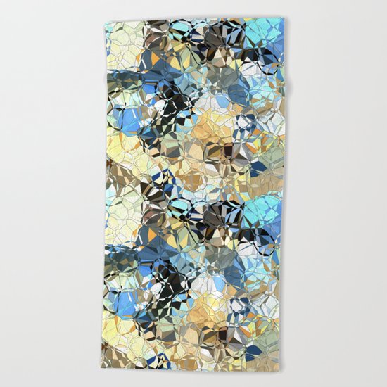 Blue And Beige Pattern Beach Towel
