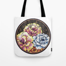 flowers / circle / olha chubay / black / drawing Tote Bag