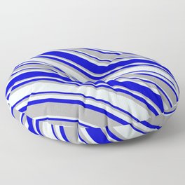 [ Thumbnail: Blue, Dark Grey & Light Cyan Colored Pattern of Stripes Floor Pillow ]