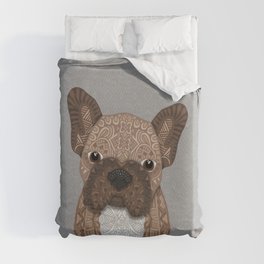 Brown Frenchie Puppy 001 Duvet Cover