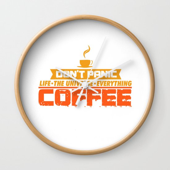 Coffee Caffeine No Panic Joke Funny Gift Wall Clock By Mrniceguy83