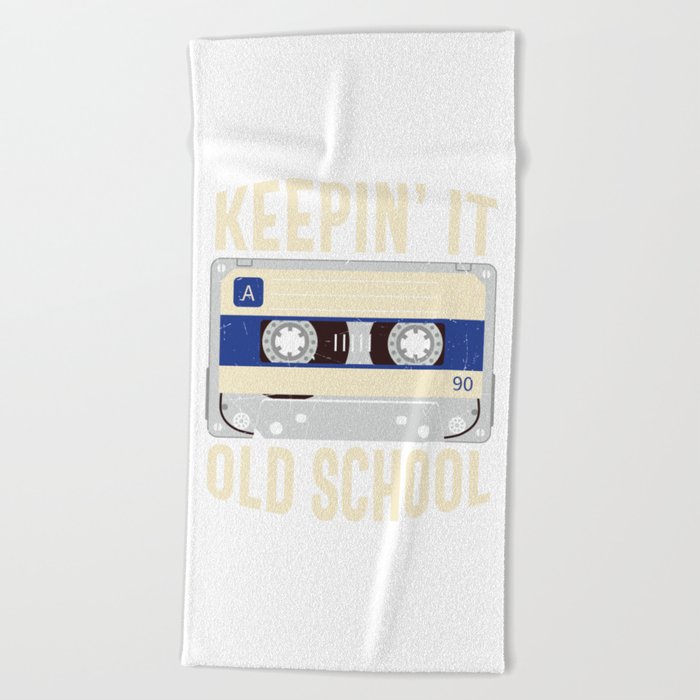 Keepin' It Old School Cassette Tape Retro Beach Towel
