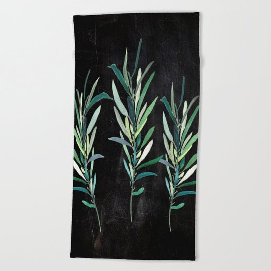 Eucalyptus Branches On Chalkboard Beach Towel