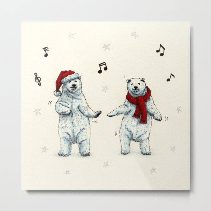The polar bears wish you a Merry Christmas Metal Print