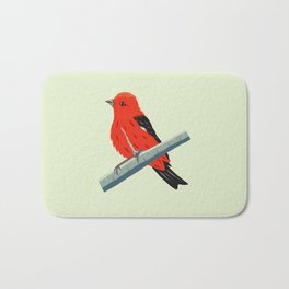 Scarlet Tanager - Bird Bath Mat | Digital, Scarlettanager, Illustration, Nature, Pirangaolivacea, Pattern, Cute, Animal, Graphicdesign, Color 
