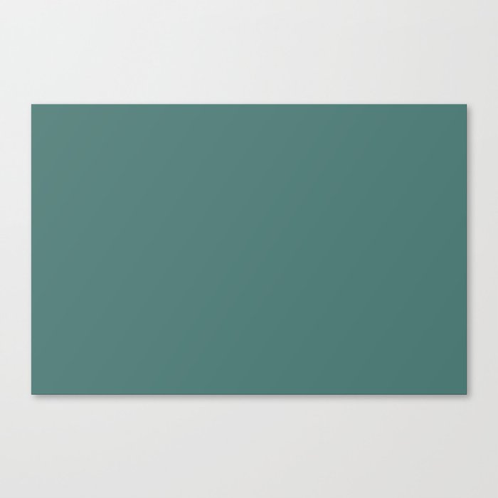 Dark Aqua Green Solid Color Pantone Deep Sea 17-5513 TCX Shades of Blue-green Hues Canvas Print