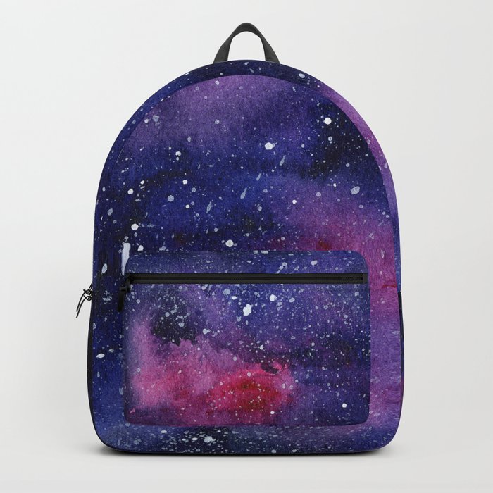 Watercolor Galaxy Nebula Pink Purple Sky Stars Backpack