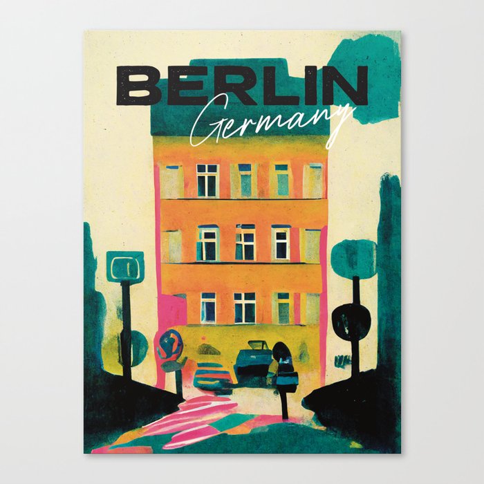 Berlin House Travel Poster Retro Canvas Print