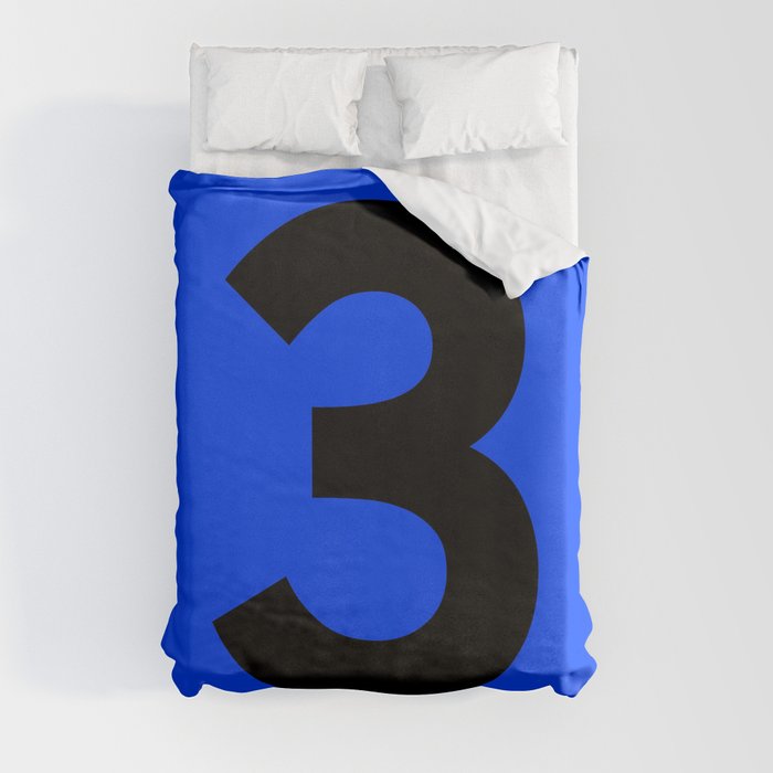 Number 3 (Black & Blue) Duvet Cover