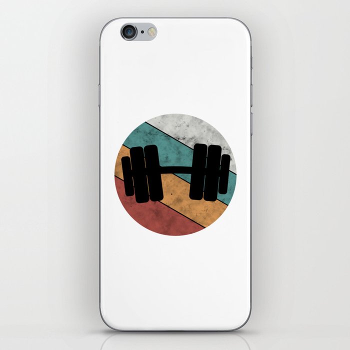 Dumbbell weights vintage color striped circle iPhone Skin