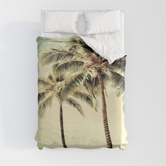 Retro Vintage Palm Tree with Hawaii Summer Sea Beach