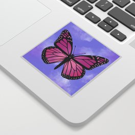 Pink Butterflies Purple Clouds Sticker
