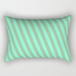 [ Thumbnail: Aquamarine & Dark Sea Green Colored Stripes Pattern Rectangular Pillow ]