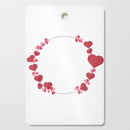 Wreath with Red and Pink Heart. paper Hearts .Valentine day, mother day, father day Cutting Board
