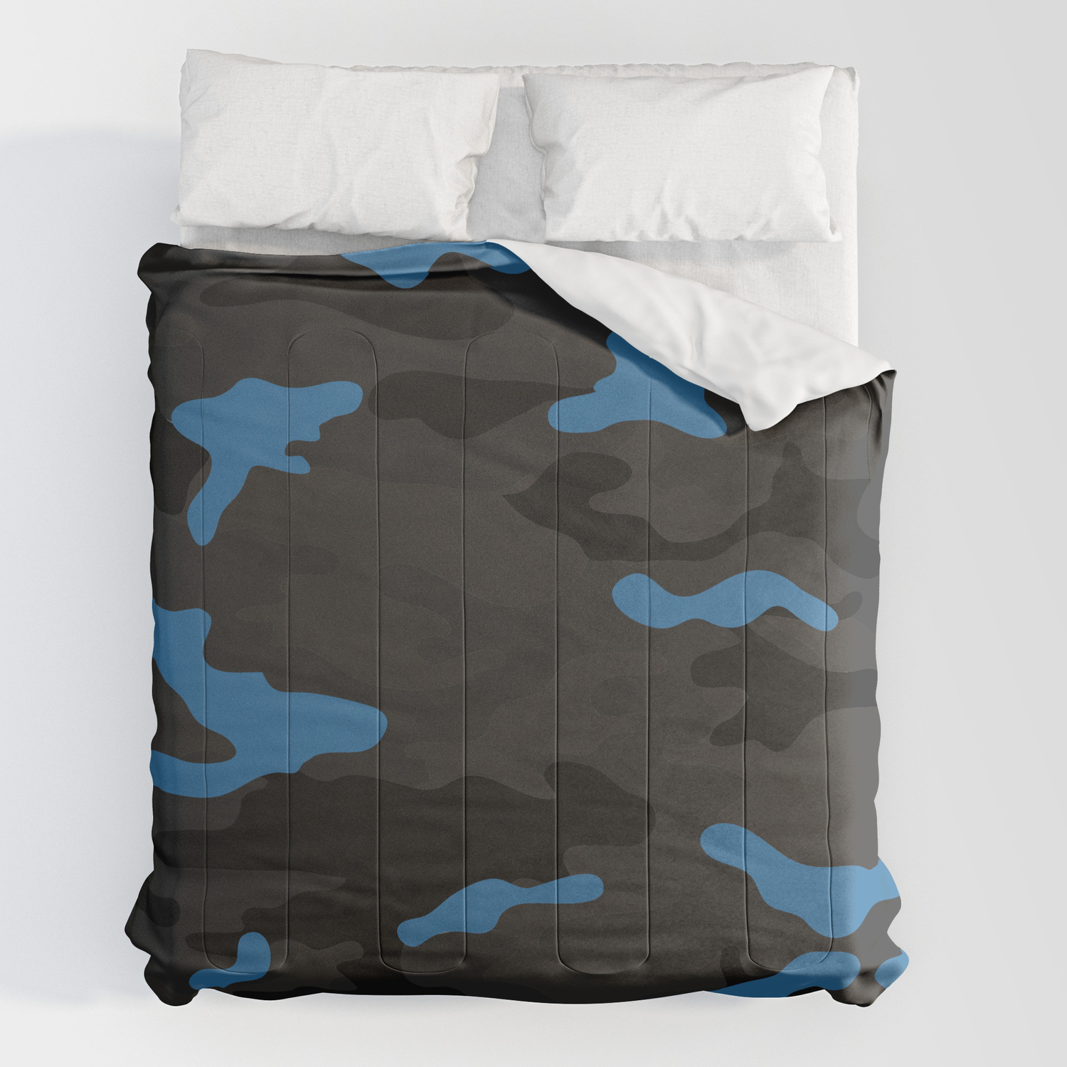 Blue Camouflage Comforters By Chris Nolan Society6 And 4 pillow cases, hunter camo design,1 comforter and sheet set, sheet set includes: society6