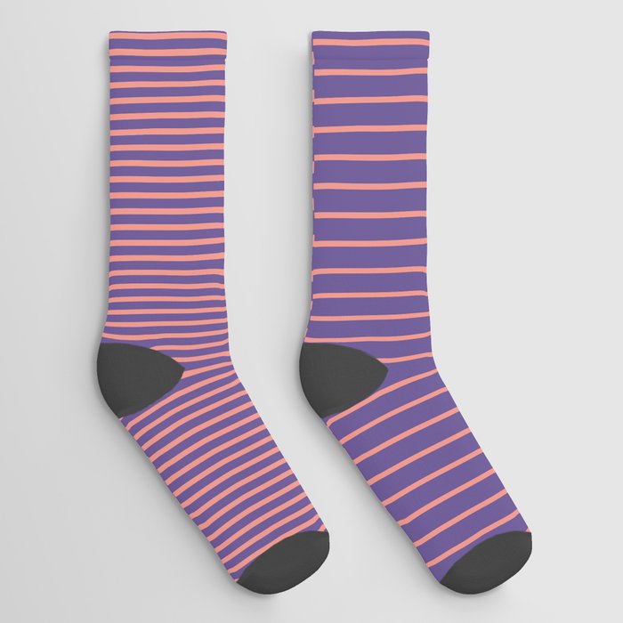 Stripes Pattern and Lines 6 in Blooming Blush Violet Socks