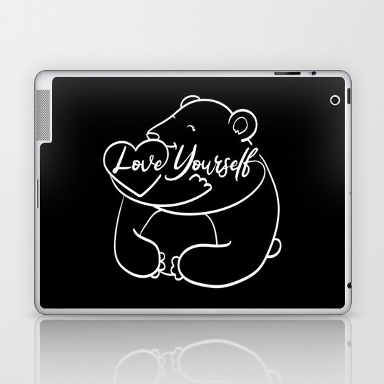 Love Yourself Cute Bear Illustration Laptop & iPad Skin