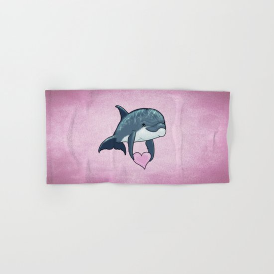 Love Ya! ~ Baby Dolphin ~ Pink Hand & Bath Towel