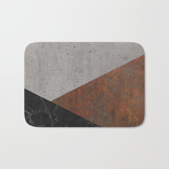 Concrete, rusted iron, marble abstract Bath Mat