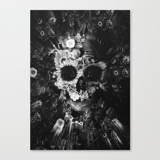 Garden Skull Dark B&W Canvas Print