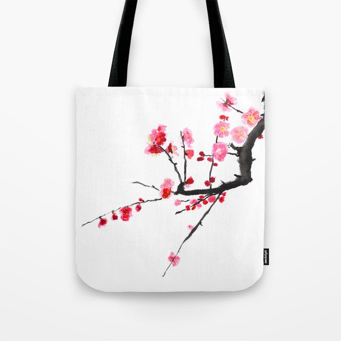 red plum flower Tote Bag
