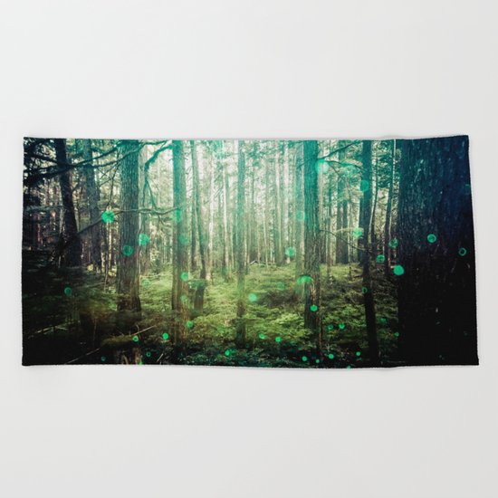 Magical Green Forest Beach Towel