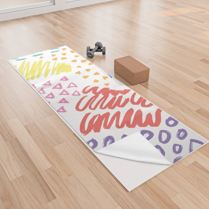 Abstract Colour Hand Drawn Pattern Yoga Towel