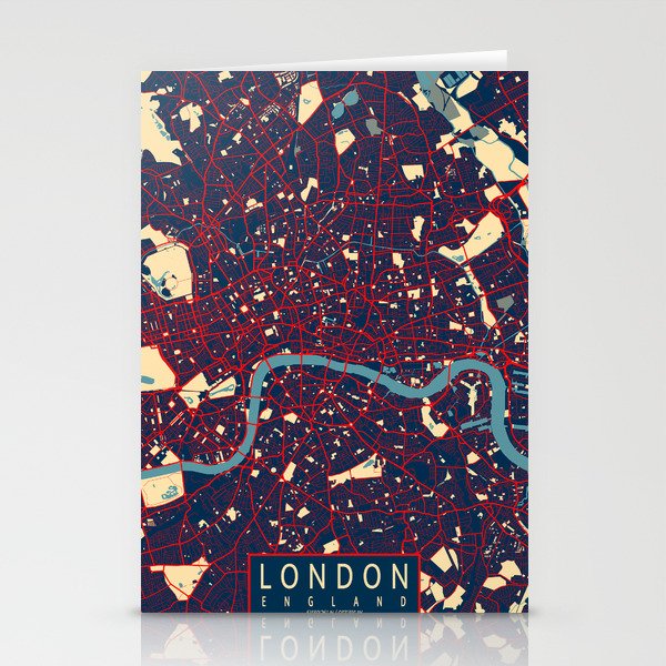 London City Map of England, UK - Hope Stationery Cards
