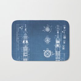 Soyuz Blueprint in High Resolution (light blue) Bath Mat | Moon, Sojus, Saturnv, Drawing, Spacetravel, Rocket, Spaceship, Firstman, Spacecraft, Saturnrocket 