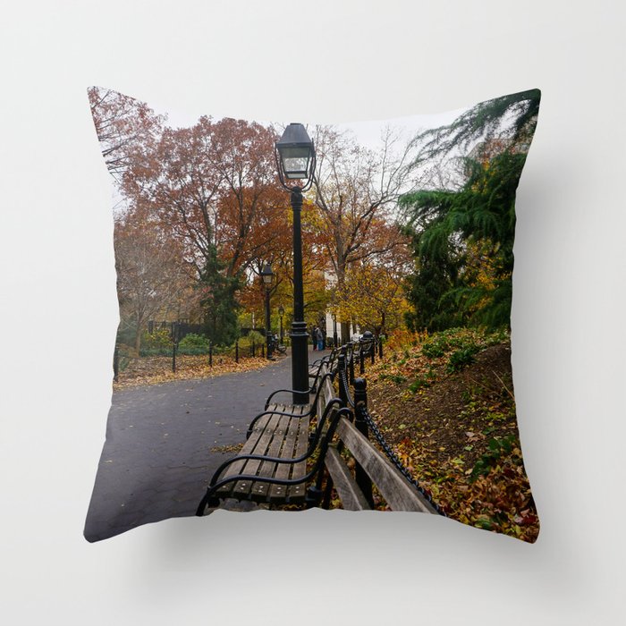 Nyc Benches Trees Throw Pillow By Audrey Ross Society6