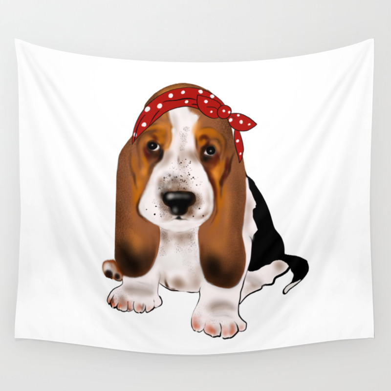 Retro Style Cute Basset Hound Baby Dog With Bow Headband Dog