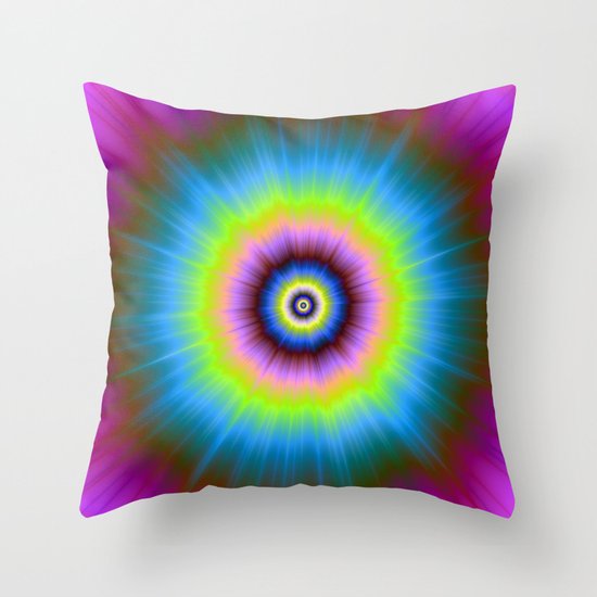 Tie-Dye in Blue Pink Yellow and Green Throw Pillow by Objowl Society6