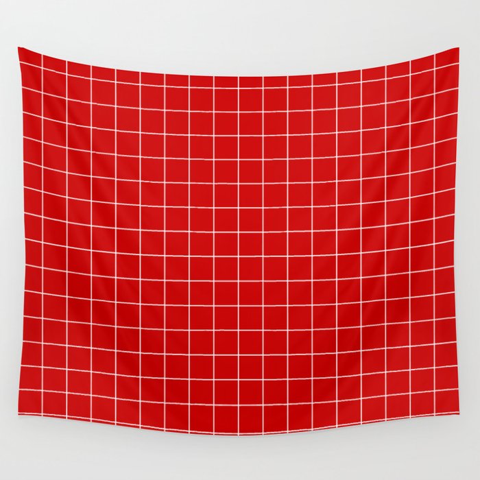 Grid Red Wall Tapestry