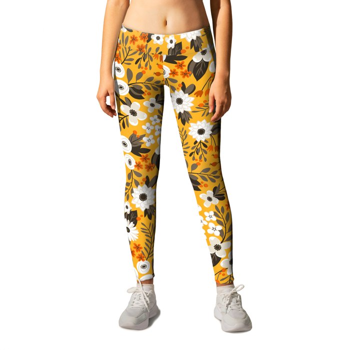 Modern Autumn Floral Leggings