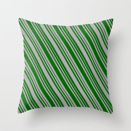 [ Thumbnail: Dark Grey & Dark Green Colored Lines/Stripes Pattern Throw Pillow ]