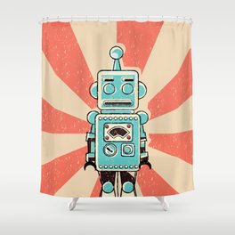 Retro Robot Shower Curtain
