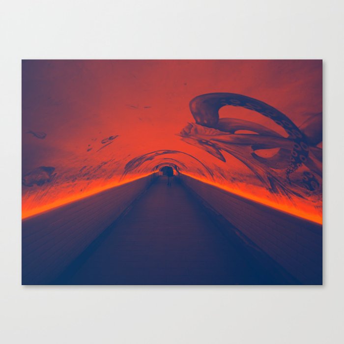 The Tunnel With The Octopus on The Wall Cinematic Photography Canvas Print