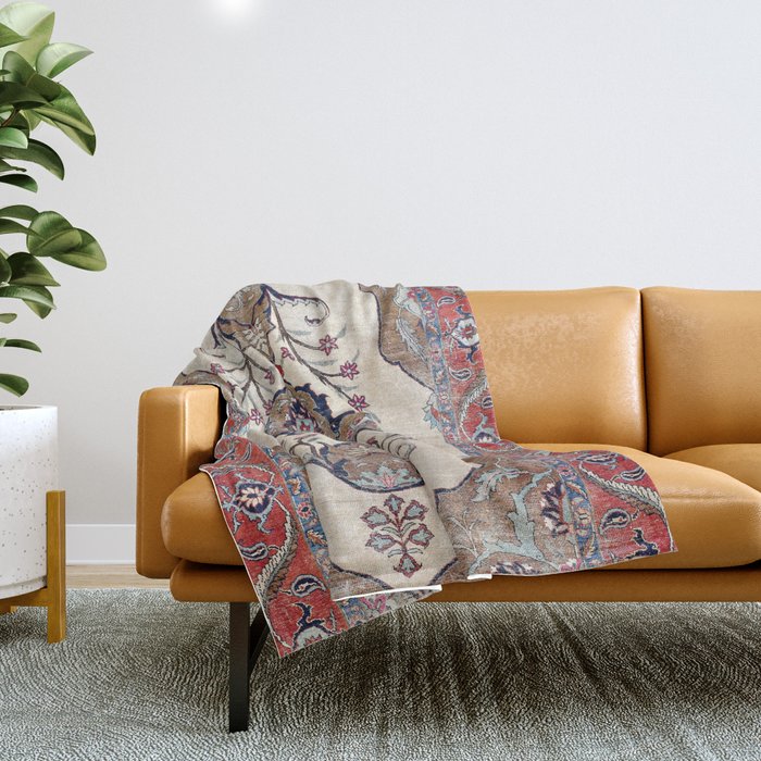 Khoy  Antique Azerbaijan Persian Rug Print Throw Blanket
