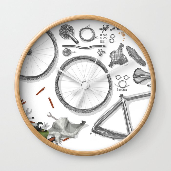 a bike's flatlay Wall Clock